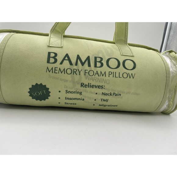 Memory Foam Bamboo Pillow Queen Size Cool & Breathable Cover w Zipper Rayon - Picture 2 of 4
